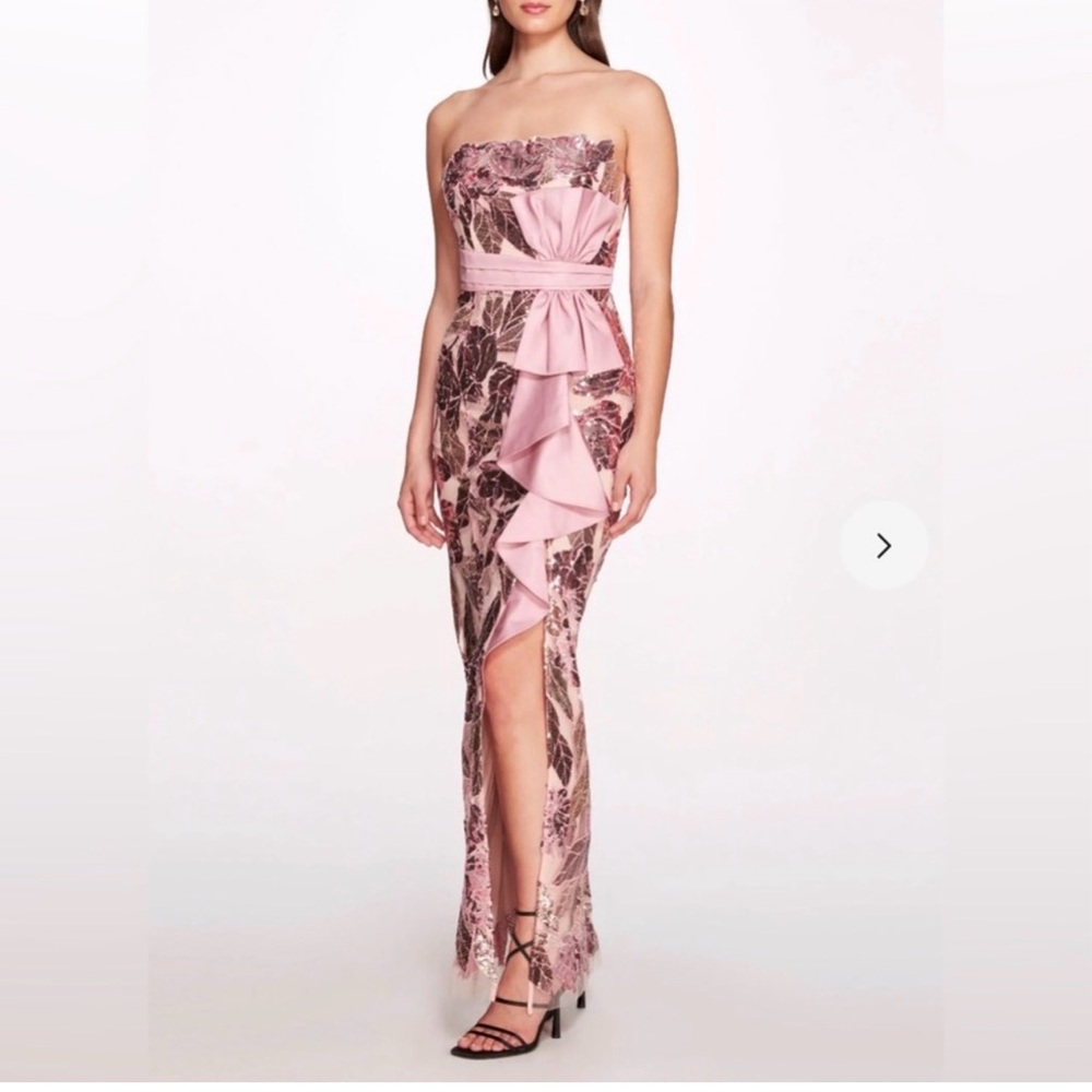 MARCHESA notte pink sequin‎ strapless dress!  NWT!  Size 0